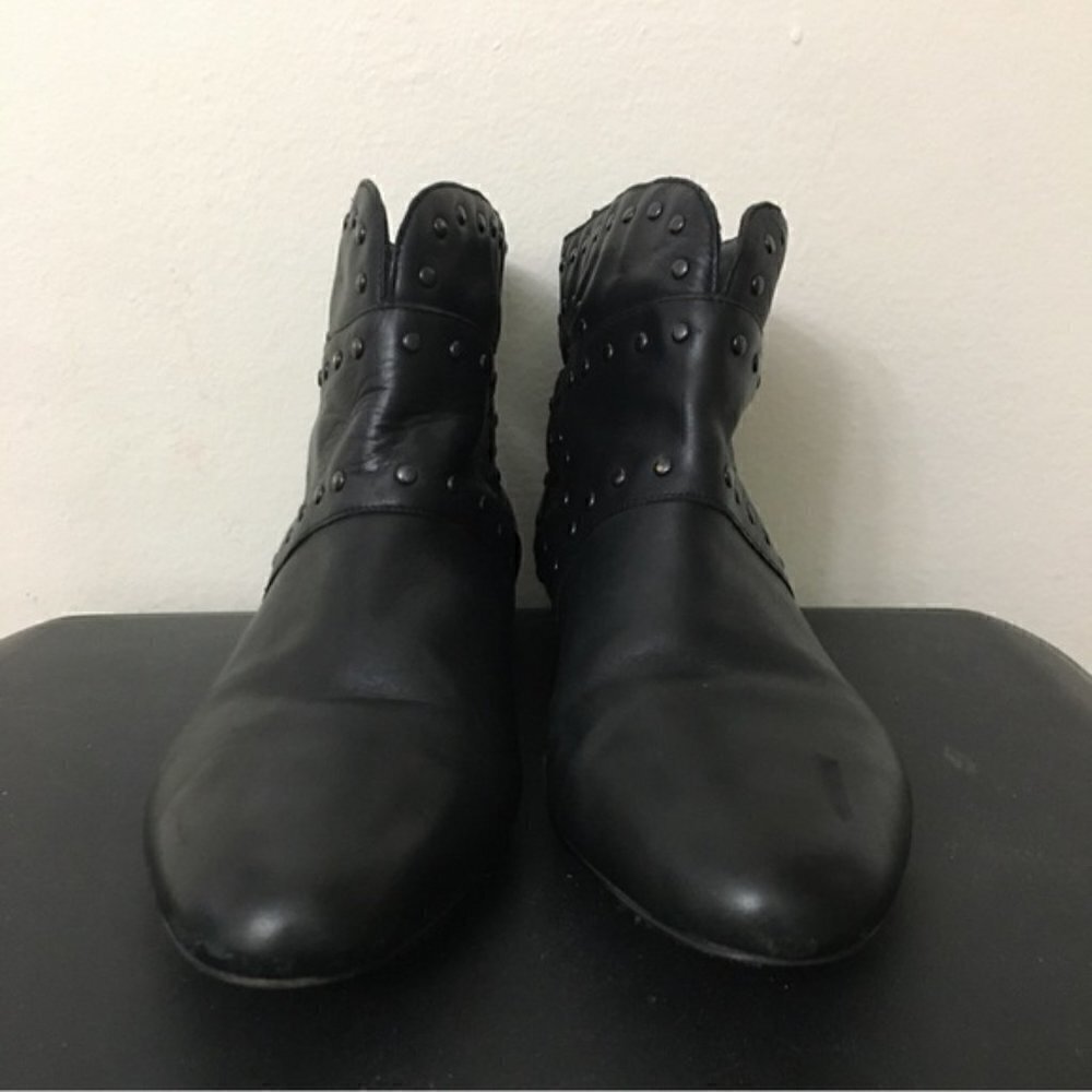 No. 704b Dana Ankle Boots Flat Black Cut-Out/Stud Trim Leather - Picture 4 of 11